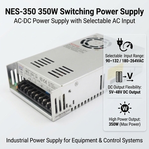 Alimentation à découpage à sortie unique NES 350 Series 350W, convertisseur AC/DC 110V <span class=keywords><strong>220V</strong></span> vers 12V <span class=keywords><strong>24V</strong></span> 48V, driver LED industriel - Product Image 1