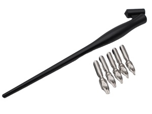 Kit <span class=keywords><strong>de</strong></span> Pluma Estilográfica Negra HY Oblique Calligraphy con 5 Plumillas <span class=keywords><strong>de</strong></span> Acero Inoxidable para Estudiantes, para Escribir, Dibujar, Bocetar y Mapear - Product Image 4