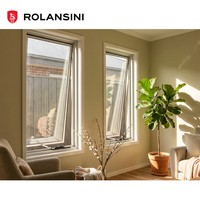 Fenêtre suspendue en aluminium et verre trempé insonorisée de style contemporain Rolansini pour cuisine de villa, avec auvent à manivelle