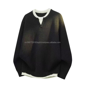 Camiseta de punto dos en uno para hombres y adolescentes, camiseta básica de moda, suéter cálido personalizable. - Product Image 1