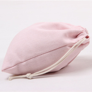 2024 Custom Logo Printed Pink Fabric Shopping Canvas Drawstring Bag Handbag with Double <b>String</b> Cotton Folding Style Gift - Product Image 2