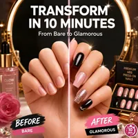 Uñas Postizas de ABS Color Café Otoñal, Minimalistas, Fáciles de Usar, con Logotipo Personalizado, MOQ Bajo, Novedad 2026, Almendradas, Cortas, de Fácil Colocación en 5 Minutos