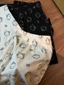 Bonitos pantalones de cintura alta con estampado de arroz glutinoso para niñas, diseño de pierna recta informal, cierre de cintura elástica para el verano - Product Image 2