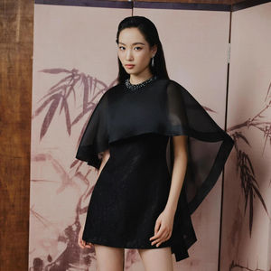 Robe MISTY GRACE, cape légère en organza, élégante, moderne, chic, robe de cocktail, OEM ODM, marque locale vietnamienne - Product Image 1