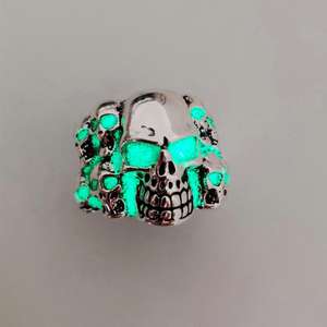 Vintage Geometrie Legierung Schädel Ring Glow In The Dark Für Männer - Product Image 6