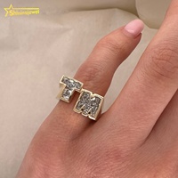 Feiner Schmuck 10K Gold Doppel-Initialen-Ring Labor-Gezüchteter Diamant Maßgefertigter Zwei-Buchstaben-Ring Personalisiertes Paar-Schmuckgeschenk