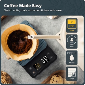 Balance électronique à café haute précision avec minuteur, couvercle en silicone amovible, étanche, 2 modes de minuterie, alimentée par piles - Product Image 5