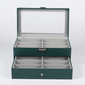 Lusso da viaggio grande capacità in pelle scatola portaoggetti quadrato per gli occhiali da <span class=keywords><strong>uomo</strong></span> da donna comodo accessorio da toletta - Product Image 3