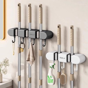 Support mural adhésif Suli pour balai et serpillière, sans perçage, pour salle de bain et cuisine - Product Image 4