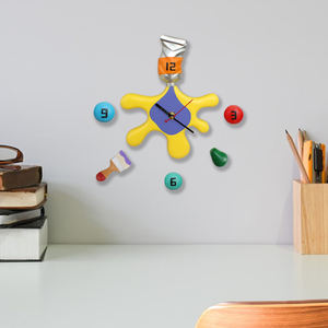 Horloge murale colorée personnalisée en résine silencieuse avec éclaboussures d'encre - Product Image 3