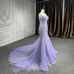 Mermaid Prom <b>Dress</b> Corset Lilac Purple Lace Tulle Evening <b>Dress</b> 1188 - Product Image 5