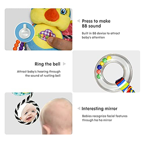 Jouet hochet et anneau de dentition en peluche pour bébé OEM, pendentif de poussette, porte-clés, couleur et logo personnalisés, vente en gros - Product Image 4