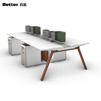 Meubles de bureau modulaires en bois de haute qualité au design moderne pour 2 à 4 personnes, poste de travail ouvert avec cloison de séparation