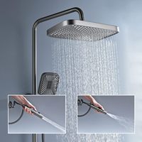 Ensemble de douche mural de luxe moderne en céramique brossée, mitigeur thermostatique à jet doux, haute qualité, gris, pour salle de bain