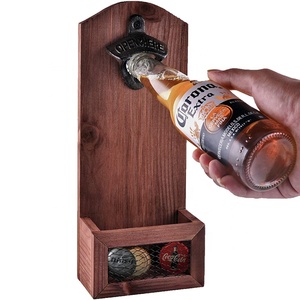 <span class=keywords><strong>Sacacorchos</strong></span> y abridor de <span class=keywords><strong>pared</strong></span> de madera con soporte para una apertura de botellas cómoda - Product Image 1