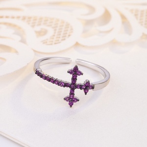 Bagues en argent sterling 925 avec améthyste taillée en étoile de soleil, pierres précieuses CZ, pour femmes, certifiées CMA, sertissage pavé, mariage et anniversaire - Product Image 4