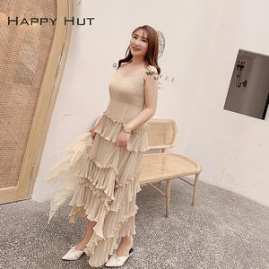 เดรสสายเดี่ยวผู้หญิง Happy Hut รุ่น Ruffles ระบายอากาศได้ดี เอวธรรมชาติ สไตล์ลำลอง สำหรับฤดูร้อน มีไซส์พลัส - Product Image 1