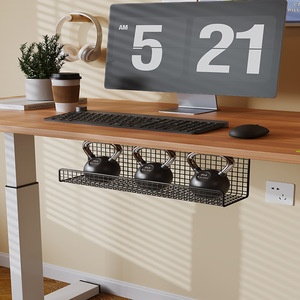 Under <b>Desk</b> Cable Organizer 2 Tier Hook Type Multi Purpose Desktop Storage Wire Management Rack <b>Large</b> Capacity Office Organizer - Product Image 2