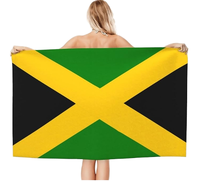Custom Microfiber Bath Towel Watercolor Jamaica Flag Oversized Quick Dry Absorbent Sand-Free Blanket for Men Women Summer