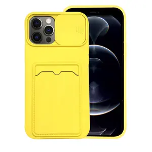 For OPPO Find X3/X3 Pro Liquid Silicone Wallet Card Slot Telephone Case For OPPO A35/A54/A74/A94 Case With Slide Camera Cover