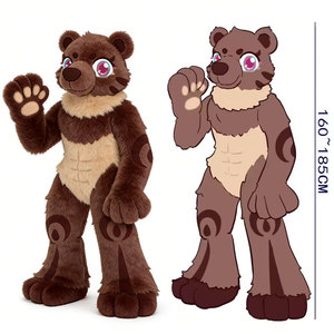 Costume intégral personnalisable en fourrure d'ours pour adolescents et enfants, tenue complète en fourrure, costume de mascotte animal digitigrade pour cosplay - Product Image 1