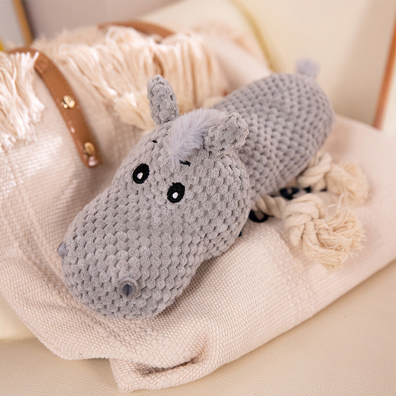 Âne noeud corde blanche + jouet pour animal bb squeaker