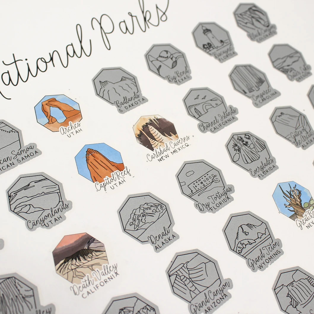 Индивидуальный размер и дизайн, список ведра государственных парков, постер для путешествий с защитой от царапин, подарок для путешествий