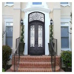 Grille de porte d'entrée en fer forgé personnalisée Prima, motifs artistiques, hauteur 1,8 m, cadre métallique, traitement sous pression naturel - Product Image 5