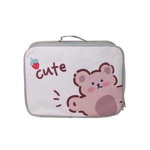 Travel Organizer Bag Off White Strawberry Bear Print Multi Functional Portable Tote For Leisure Travel Spring 2024 - Product Image 1
