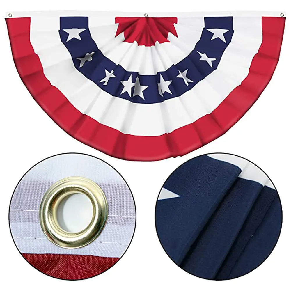 Factory price 45*90cm American Independence Day flag 1.5*3ft festival party American fan shaped flag