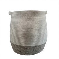 Grand panier en corde de coton tressé avec poignées, bac de rangement pour couvertures, jouets, linge, chambre d'enfant, salon, organisateur de décoration intérieure