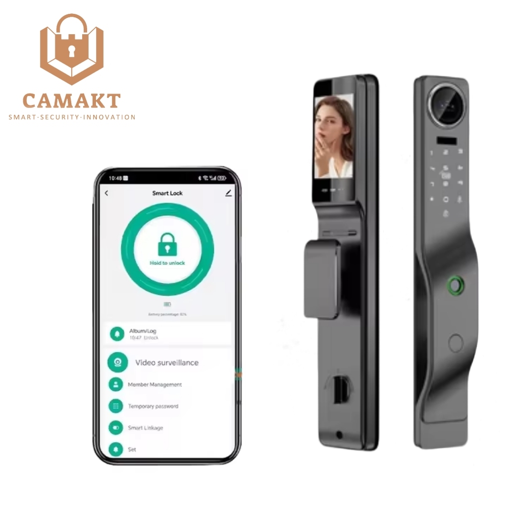 Tuya WiFi Smart Security Camera Lock 3D Face & Fingerprint Recognition Video Surveillance for Wood Doors Made of Aluminum · image 3