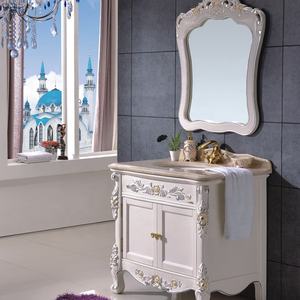 Soild kabinet kamar mandi kayu mewah antik putih Set mebel rias - Product Image 2