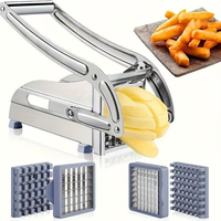 Handmatige friet- en aardappelmes van roestvrij staal, metalen gereedschap voor het snijden van fruit en groenten, duurzaam en makkelijk in gebruik