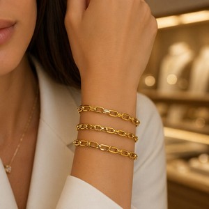 <span class=keywords><strong>Bracciale</strong></span> a Catena in <span class=keywords><strong>Acciaio</strong></span> Inossidabile Placcato Oro 18K di Alta Qualità Pronto per la Spedizione, Gioielli di Moda per Donne - Product Image 2