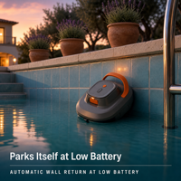 Robot nettoyeur de piscine automatique sans fil pour piscines hors sol et enterrées à fond plat, 120 m², 3,7 kg, démarrage à un bouton