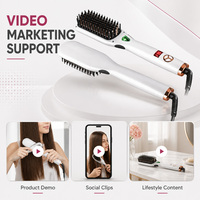 Dispositivo per la Cura dei Capelli Torlin Shine, Spazzola Lisciante Ionica con Riscaldamento Rapido MCH, Controllo della Temperatura LCD