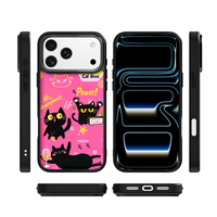 Coque de téléphone AG Feeling Black Edge avec motif chat doré pour iPhone 17, 17 Pro Max, 16 Pro, 15 – Coque magnétique