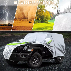 Housse de protection pour <span class=keywords><strong>Jeep</strong></span> <span class=keywords><strong>Wrangler</strong></span> <span class=keywords><strong>2</strong></span> portes 2007-2025, argentée, toutes saisons, avec fermeture éclair, bande coupe-vent pour neige, pluie, poussière, grêle - Product Image 3