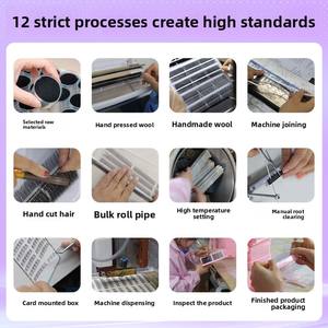 Faux <span class=keywords><strong>cils</strong></span> européens et américains, 8D, courbés, multi-couches, longs, en fibres plates croisées, faits à la main, avec bande en coton plastique - Product Image 5