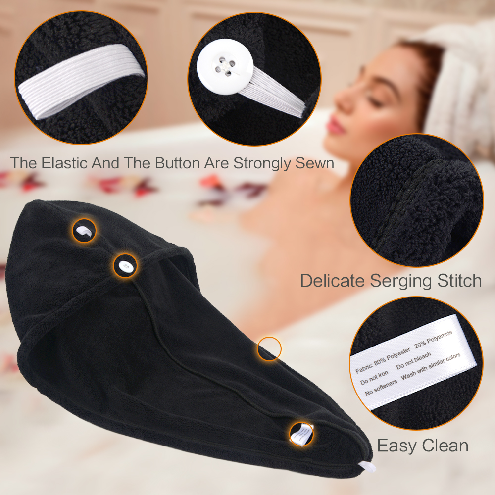 Quick Drying Microfiber Custom Hair Towel Wrapped Turban Dry Spa