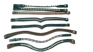 Frontalino per Cavallo in Pelle Premium con Cristalli Ondulati e Passanti a Sgancio Rapido, Adatto per Briglie Inglesi, Allenamento e Competizioni - Product Image 3