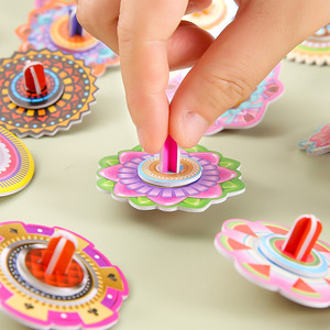 Toupie en carton à assembler en 3D, mini jouet pour enfants de 5 à 7 ans, rotation amusante, éducatif, cadeau fait main - Product Image 3