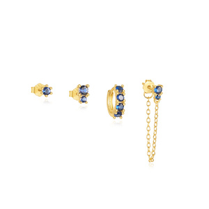 Pendientes de Aro con Borla de Plata 925 y Zirconia, Diseño de Corazón y Estrella de Ocho Puntas en Oro de 18K, para Uso Diario - Product Image 6