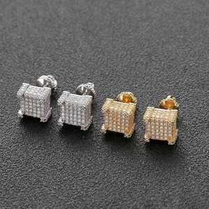 จัดส่งรวดเร็วต่างหูเพชรเม็ดกลมสีทอง VVS Moissanite ขนาด10K 14K 18K - Product Image 2