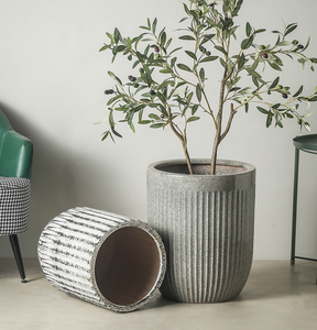 Juego de diseño moderno de 3 <span class=keywords><strong>macetas</strong></span> redondas <span class=keywords><strong>grandes</strong></span> de cerámica para jardinería con orificio de drenaje - Product Image 5