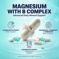 Suplemento de Complejo de Magnesio con 10 Formas de Magnesio Elemental, Cápsulas Veganas de Alta Absorción
