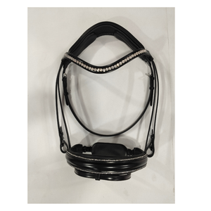 Brida de Doma con banda para la nariz de cristal y brillo Brida de cuero acolchada elegante para competiciones - Product Image 1