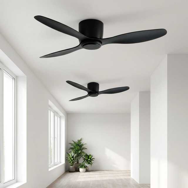 25 42 52 Inch Flush Mount Ceiling Fan with Light Low Profile 3 Blade DC BLDC Motor 6 Speed Remote Strong Wind for Bedroom