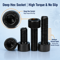 Vis à tête hexagonale noire haute résistance M3 M4 HM8.8, vis à tête ronde d'extension en gros pour machines